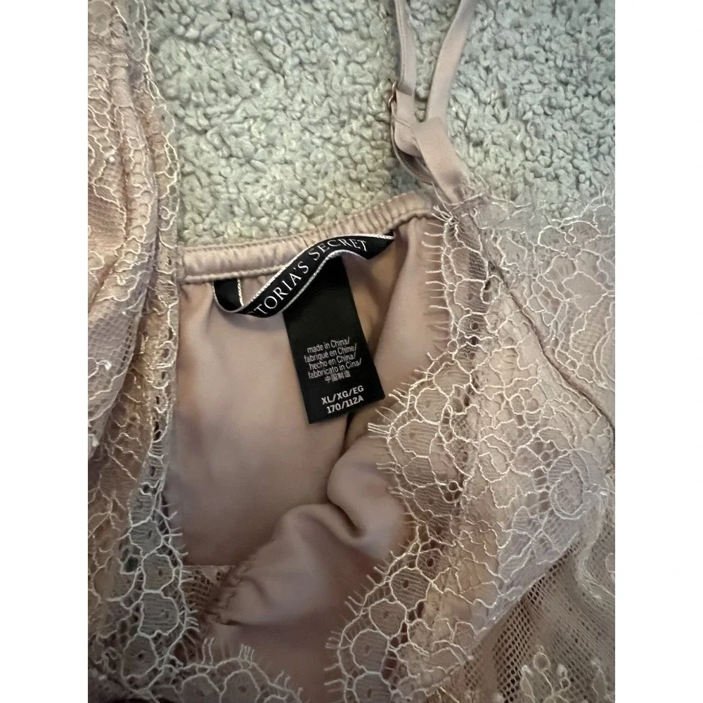 Victoria's Secret Satin & Lace Babydoll Cami Top/Shorts Pajama Set Size‎ XL Pink